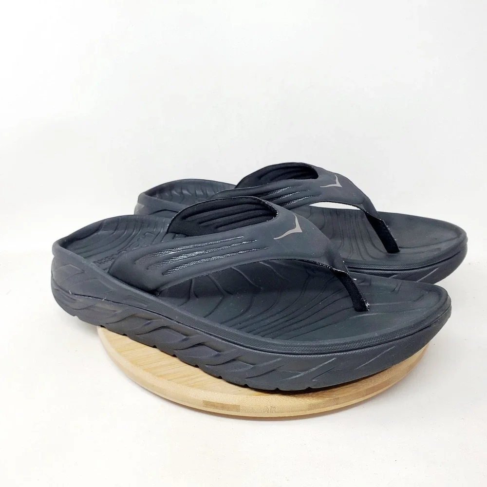 Hoka Ora Recovery Flip Sandals Mens 10 Black Pool Beach Comfort Slip On Shoes